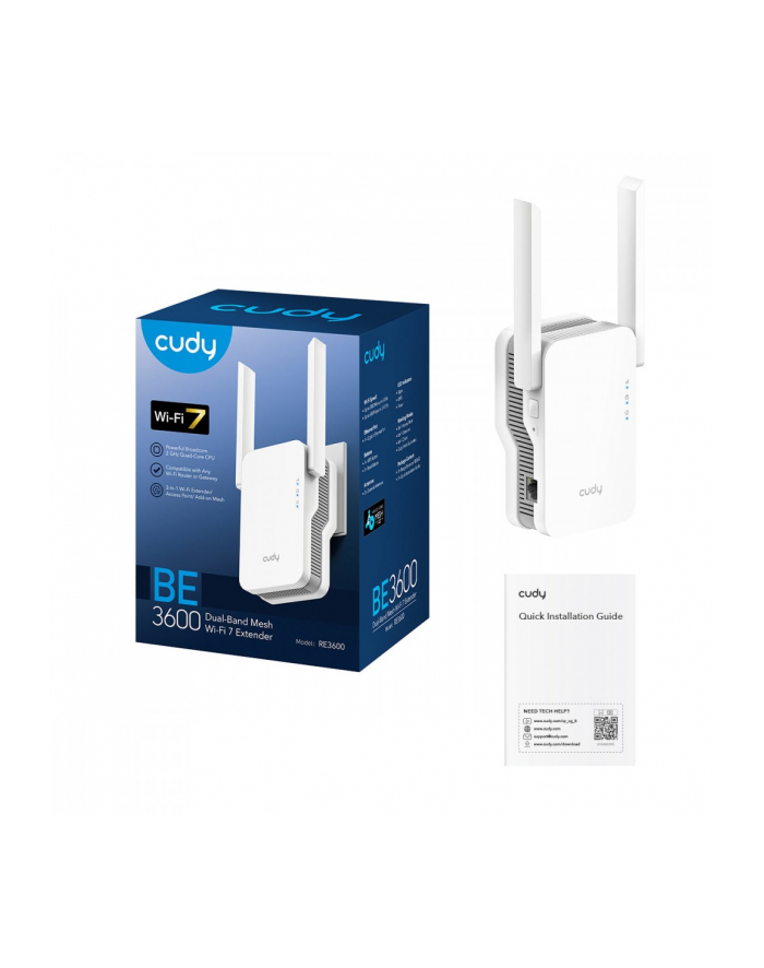 Wzmacniacz sygnału BE3600 Wi-Fi 7 Mesh Repeater, tryb punktu dostępowego, obsługa Cudy Mesh, 2880Mbps 5GHz + 688Mbps 2.4GHz główny