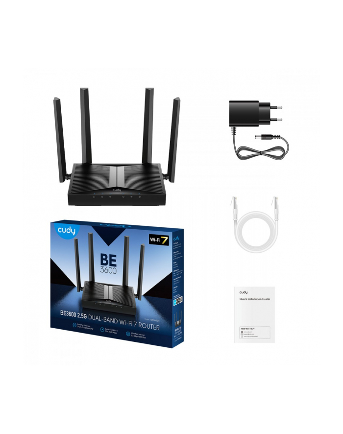 cudy Router WR3600H Mesh 2.5G WiFi 7 BE3600 802.11be/ax/ac/a/b/g/n, 2882Mbps at 5GHz+ 688Mb główny