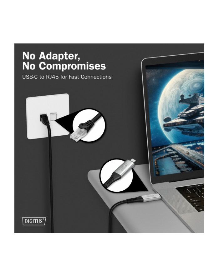 digitus Kabel adapter USB-C - RJ45 Kat. 6A S/FTP, 1 Gbit/s, USB 3.2 Gen1, LSZH, 3m główny