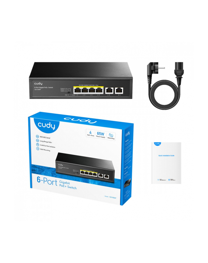 cudy Przełącznik GS1006P 6-Port Gigabit PoE+ Switch 65W główny