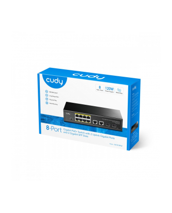cudy Przełącznik GS1010P 8-Port Gigabit PoE+ Switch with 2 Gigabit Uplink   ports and 2 Gigabit SFP slot 120W