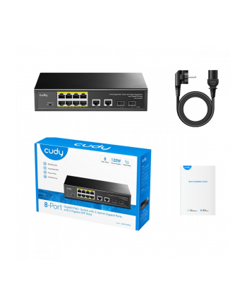 cudy Przełącznik GS1010P 8-Port Gigabit PoE+ Switch with 2 Gigabit Uplink   ports and 2 Gigabit SFP slot 120W