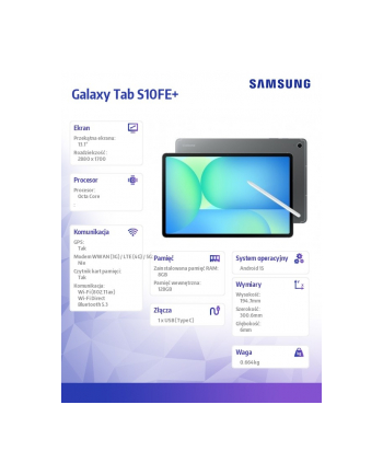 samsung Tablet Galaxy Tab S10FE 13.1 cala Wifi 8/128 GB Szary