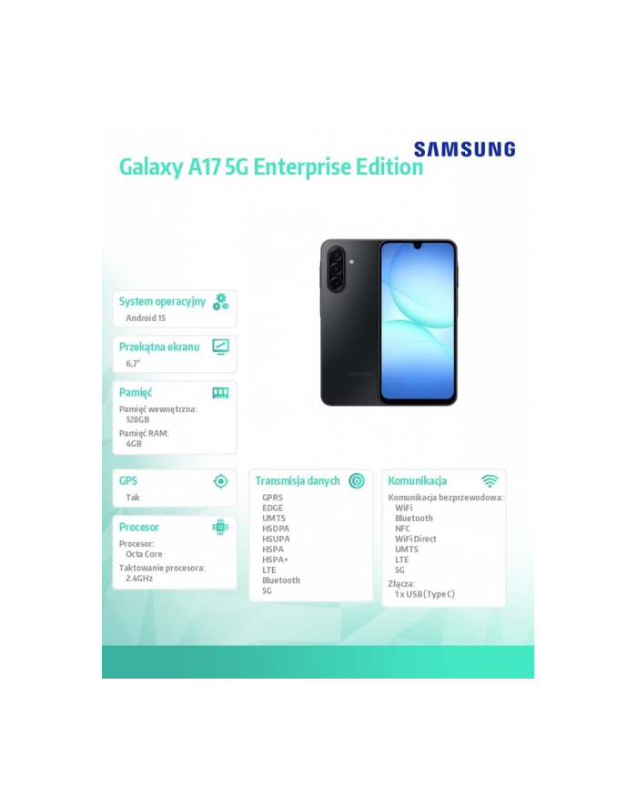 samsung Smartfon GALAXY A17 5G 4/128GB Enterprise Czarny główny