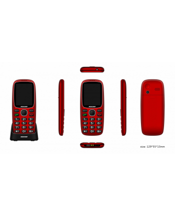 mesmed Telefon komórkowy dla seniorów Mescomp MT-166  Edgar Elegant SOS  4G Czerwony