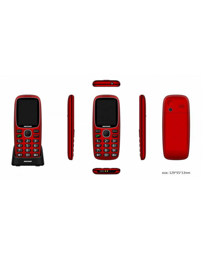 mesmed Telefon komórkowy dla seniorów Mescomp MT-166  Edgar Elegant SOS  4G Czerwony główny