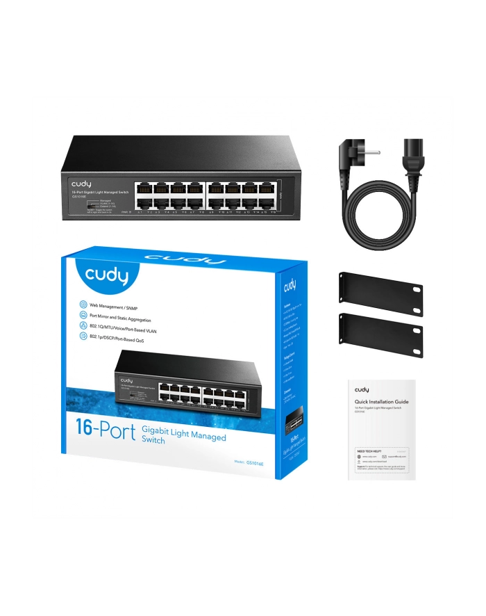 cudy Przełącznik GS1016E 16-Port Gigabit Light Managed Switch główny