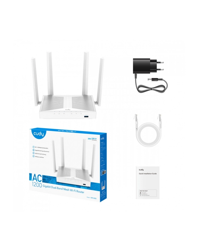 cudy Router WR1300S Mesh Gigabit WiFi AC1200 z USB, 5 x 10/100/1000Mbps RJ45, 4 x 5dB główny