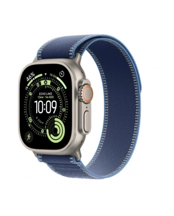 apple Watch Ultra 3 GPS + Cellular, koperta 49 mm z tytanu w kolorze naturalnym, opaska Trail w kolorze niebieskim/jaskrawoniebieskim - rozmiar S/M
