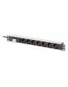 digitus Listwa zasilająca PDU Rack 19' z wyłącznikiem nadprądowym Typ C 16A, 7 gniazd Schuko CEE 7/3 (45 stopni ), kabel 1,8m wtyk Unischuko CEE 7/7, 16A, aluminiowa - nr 11