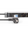 digitus Listwa zasilająca PDU Rack 19' z wyłącznikiem nadprądowym Typ C 16A, 7 gniazd Schuko CEE 7/3 (45 stopni ), kabel 1,8m wtyk Unischuko CEE 7/7, 16A, aluminiowa - nr 12