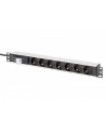 digitus Listwa zasilająca PDU Rack 19' z wyłącznikiem nadprądowym Typ C 16A, 7 gniazd Schuko CEE 7/3 (45 stopni ), kabel 1,8m wtyk Unischuko CEE 7/7, 16A, aluminiowa - nr 3