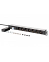 digitus Listwa zasilająca PDU Rack 19' z wyłącznikiem nadprądowym Typ C 16A, 7 gniazd Schuko CEE 7/3 (45 stopni ), kabel 1,8m wtyk Unischuko CEE 7/7, 16A, aluminiowa - nr 7