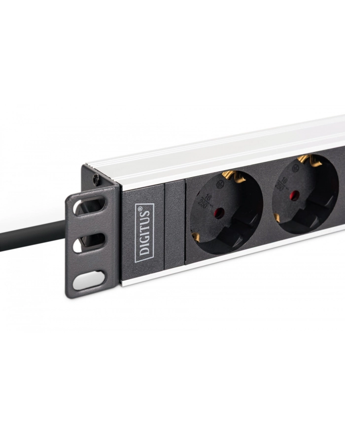 digitus Listwa zasilająca PDU Rack 19', 9 gniazd Schuko CEE 7/3 (45 stopni ), kabel 2m wtyk IEC C20, 16A, aluminiowa główny