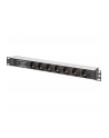 digitus Listwa zasilająca PDU Rack 19' z zabezpieczeniem przeciwprzepięciowym + filtr EMI/RFI, 7 gniazd Schuko CEE 7/3, kabel 2m, wtyk Unischuko CEE 7/7, 16A, - nr 13