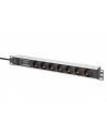 digitus Listwa zasilająca PDU Rack 19' z zabezpieczeniem przeciwprzepięciowym + filtr EMI/RFI, 7 gniazd Schuko CEE 7/3, kabel 2m, wtyk Unischuko CEE 7/7, 16A, - nr 1
