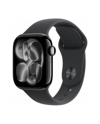 apple Watch Series 11 GPS koperta 42 mm z aluminium w kolorze onyksu, pasek sportowy w kolorze czarnym - rozmiar S/M