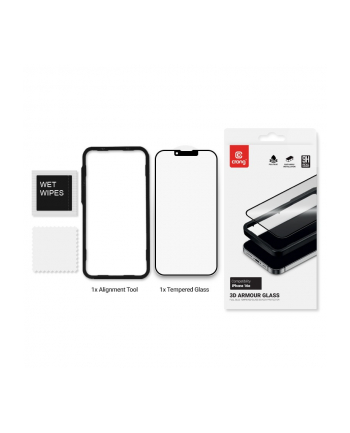 crong Szkło hartowane 3D Armour Glass -  iPhone 16e / iPhone 14 / iPhone 13 / iPhone 13 Pro + ramka instalacyjna