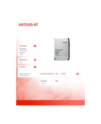 synology Dysk HDD 8TB SATA 7,2k 3,5' HAT5320-8T 5Y nr 1