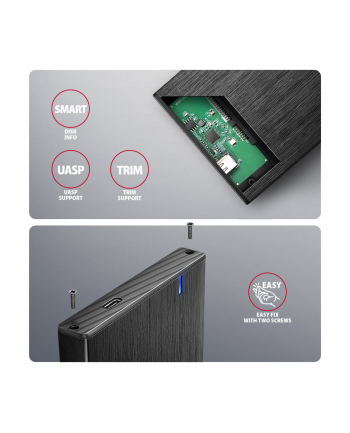 axagon EE25-XA6C Obudowa zewnętrzna aluminiowa, USB-C 3.2 Gen 1 SATA 6G 2.5' 5Gbps nr 2