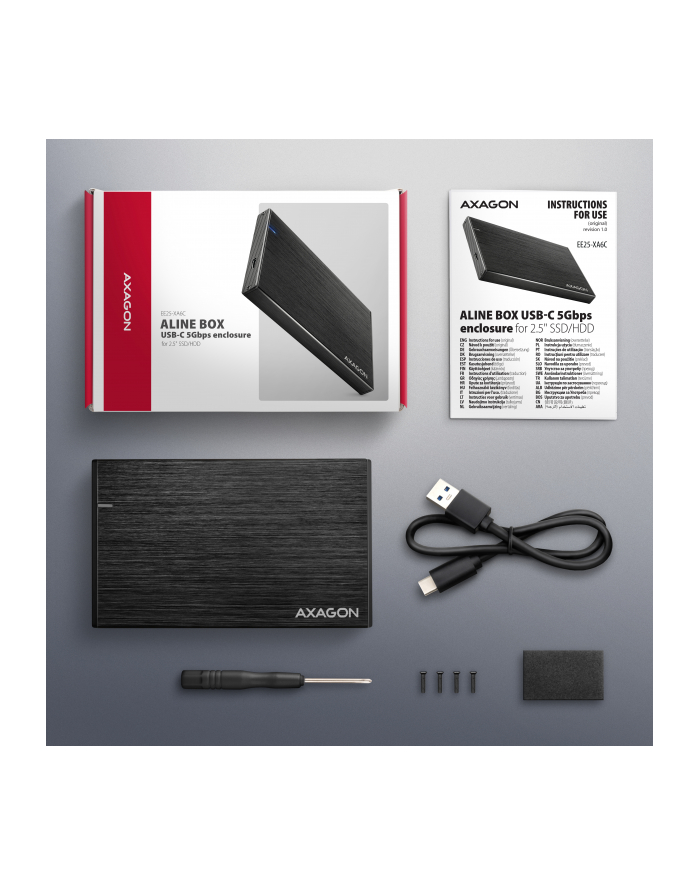 axagon EE25-XA6C Obudowa zewnętrzna aluminiowa, USB-C 3.2 Gen 1 SATA 6G 2.5' 5Gbps główny