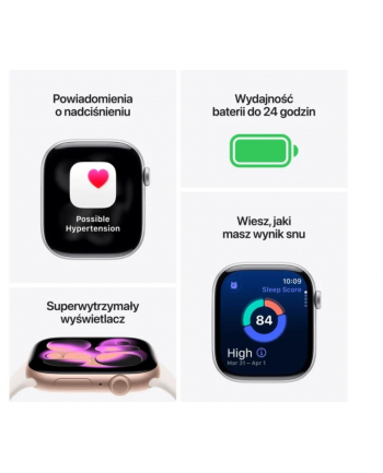 apple Watch Series 11 GPS koperta 42 mm z aluminium w kolorze gwiezdnej szarości, pasek sportowy w kolorze czarnym - rozmiar M/L