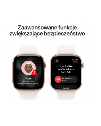 apple Watch Series 11 GPS, koperta 42 mm z aluminium w kolorze różowego złota, pasek sportowy w kolorze łagodnego różu - rozmiar S/M
