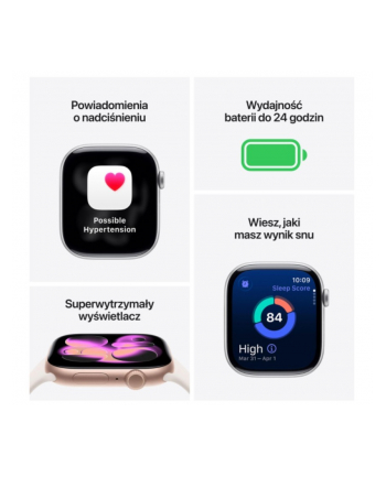 apple Watch Series 11 GPS koperta 42 mm z aluminium w kolorze srebrnym, pasek sportowy w kolorze mlecznego fioletu - rozmiar S/M