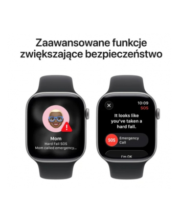 apple Watch Series 11 GPS koperta 46 mm z aluminium w kolorze gwiezdnej szarości, pasek sportowy w kolorze czarnym - rozmiar M/L