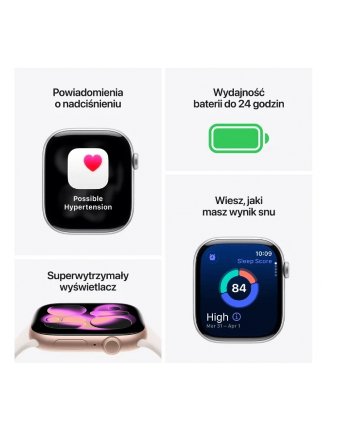 apple Watch Series 11 GPS+Cellular, koperta 42 mm z aluminium w kolorze różowego złota, pasek sportowy w kolorze łagodnego różu - rozmiar S/M główny