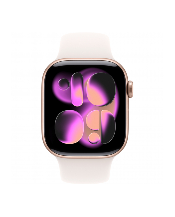 apple Watch Series 11 GPS+Cellular, koperta 42 mm z aluminium w kolorze różowego złota, pasek sportowy w kolorze łagodnego różu - rozmiar S/M