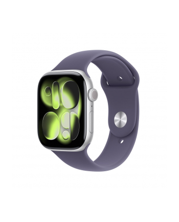 apple Watch Series 11 GPS+Cellular koperta 46 mm z aluminium w kolorze srebrnym, pasek sportowy w kolorze mlecznego fioletu - rozmiar S/M