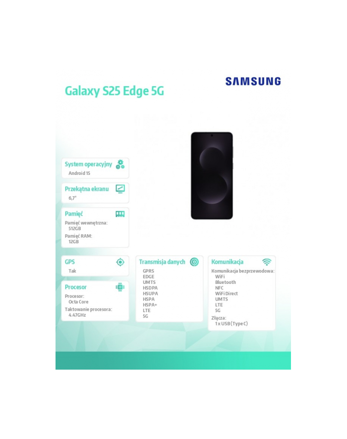 samsung Smartfon Galaxy S25 Edge 5G 12/512GB DualSIM czarny główny