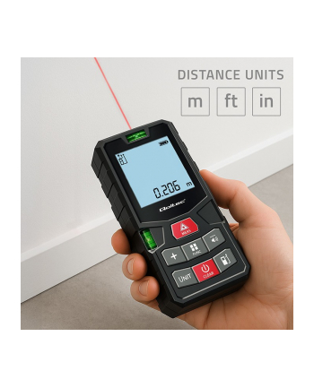 qoltec Cyfrowy dalmierz laserowy z poziomicą | podświetlany LCD | 120m