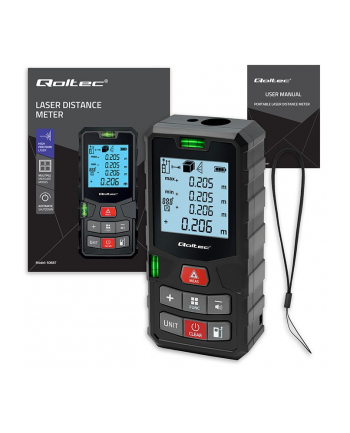 qoltec Cyfrowy dalmierz laserowy z poziomicą | podświetlany LCD | 120m