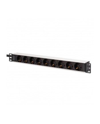 digitus Listwa zasilająca PDU Rack 19', 9 gniazd Schuko CEE 7/3 (45 stopni ), kabel 2m wtyk IEC C20, 16A, aluminiowa