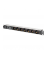 digitus Listwa zasilająca PDU Rack 19' z zabezpieczeniem przeciwprzepięciowym + filtr EMI/RFI, 7 gniazd Schuko CEE 7/3, kabel 2m, wtyk Unischuko CEE 7/7, 16A, - nr 8