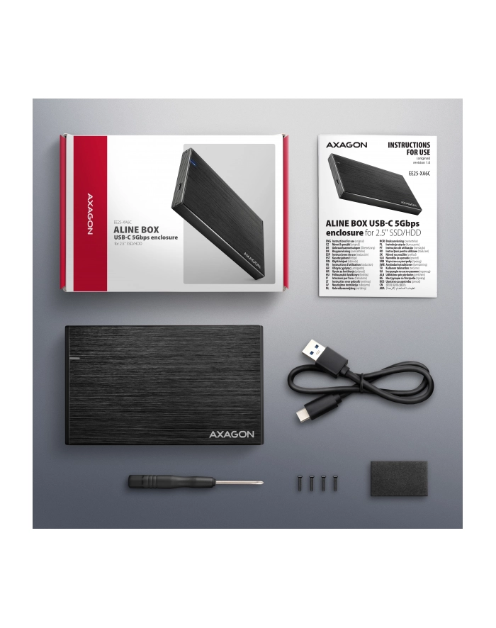 axagon EE25-XA6C Obudowa zewnętrzna aluminiowa, USB-C 3.2 Gen 1 SATA 6G 2.5' 5Gbps główny