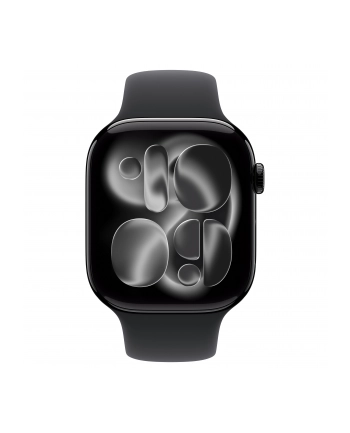 apple Watch Series 11 GPS koperta 46 mm z aluminium w kolorze onyksu, pasek sportowy w kolorze czarnym - rozmiar M/L