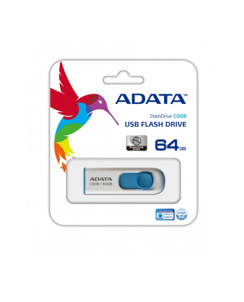 ADATA Flash Disk 32GB USB 2.0 Classic Series C008 - biały	 (AC008-64G-RWE)