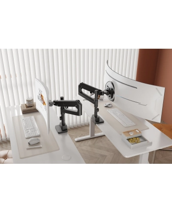 digitus Ramię biurkowe pojedyncze z zaciskiem i sprężyną gazową 1x LCD max. 57' 27kg, VESA: 75x75, 100x100, czarne
