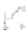 digitus Ramię biurkowe pojedyncze z zaciskiem i sprężyną gazową 1x LCD max. 57' 27kg, VESA: 75x75, 100x100, białe - nr 20