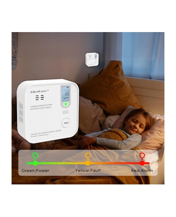 qoltec Czujnik tlenku węgla z baterią | alarm 85dB | LED nr 2