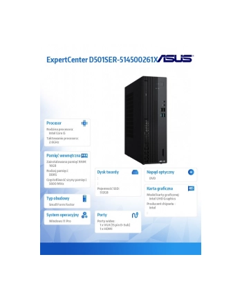 asus Komputer ExpertCenter D5 501SER-514500261X - i5-14500 vPro/16GB/512GB/DVD-RW/W11 PRO/3YRS nr 2
