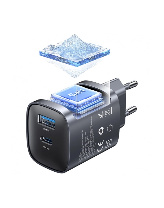 usams Ładowarka sieciowa T66 45W GaN CC290 USB-A + USB-C Fast charge główny