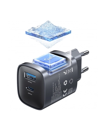 usams Ładowarka sieciowa T66 45W CC290 GaN Fast charge 1xUSB-A 1xUSB-C srebrny