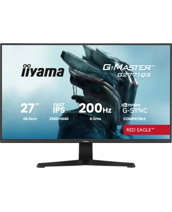 iiyama Monitor 27 '' G2771QS-B1  QHD,Fast IPS,DP,2xHDMI,200Hz,           350cd,Adaptive G-SYNC - 2560 x 1440 @48-200Hz DisplayPort Only nr 1