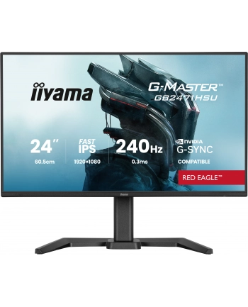 iiyama Monitor 23,8 cala GB2471HSU-B1 IPS,FHD,240Hz,2xHDMI,DP,1xUSB 3.2,     1xUSB C, Adaptive G-SYNC - 1920 x 1080 @48-240Hz  DisplayPort Only,           HA nr 2