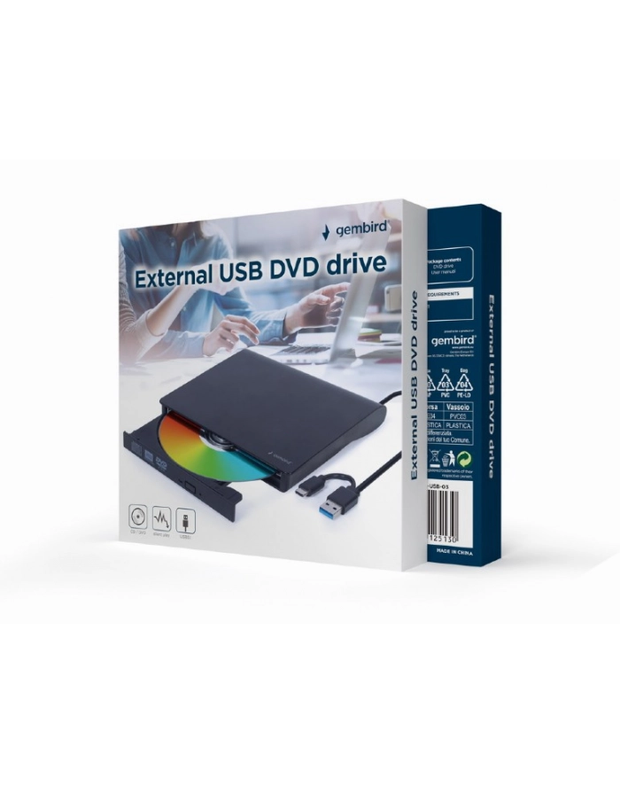 gembird Napęd DVD na USB zewnętrzny DVD-USB-031 czarny główny