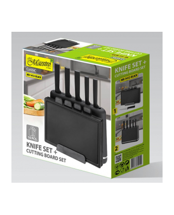 feel-maestro Zestaw noży + desek na podstawce MR-1412-BLACK